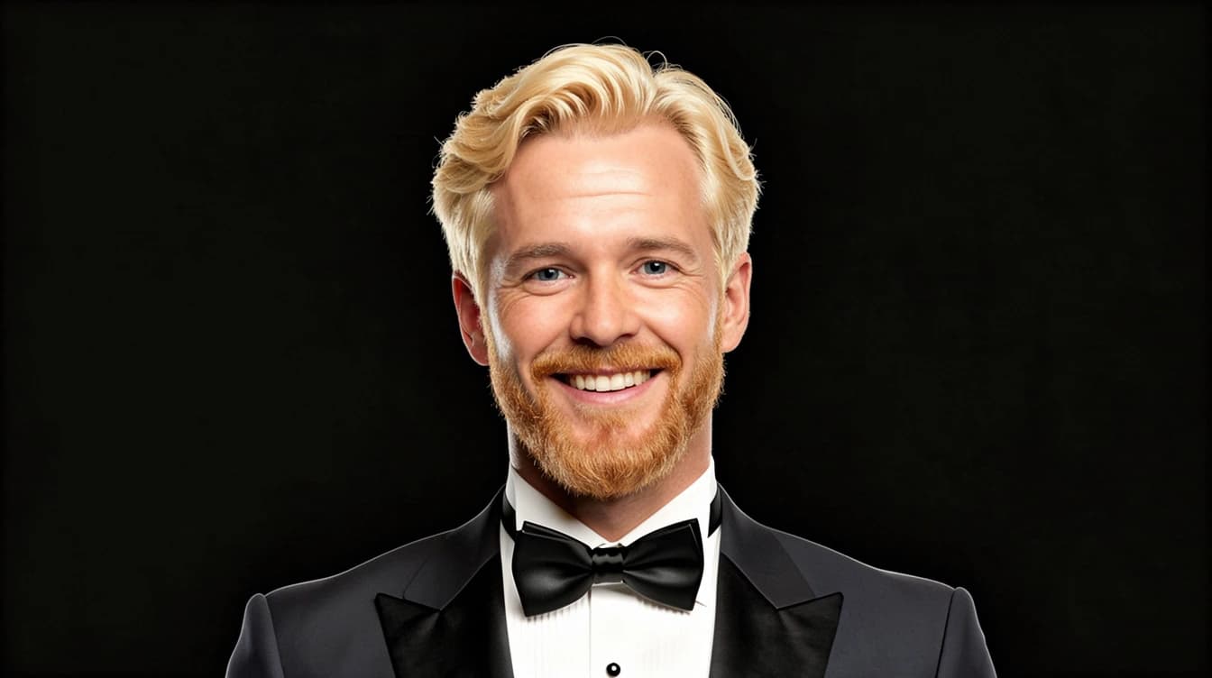 Avatar masculin synthétique aux cheveux blonds et à la barbe rousse après un aperçu de coiffure PublicSelf