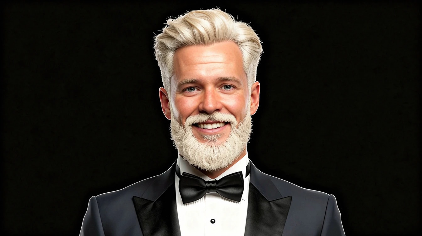 A light ash-blond hair and beard request produced almost white hair and a fuller pale beard. This is why the preview needs checking before applying it.