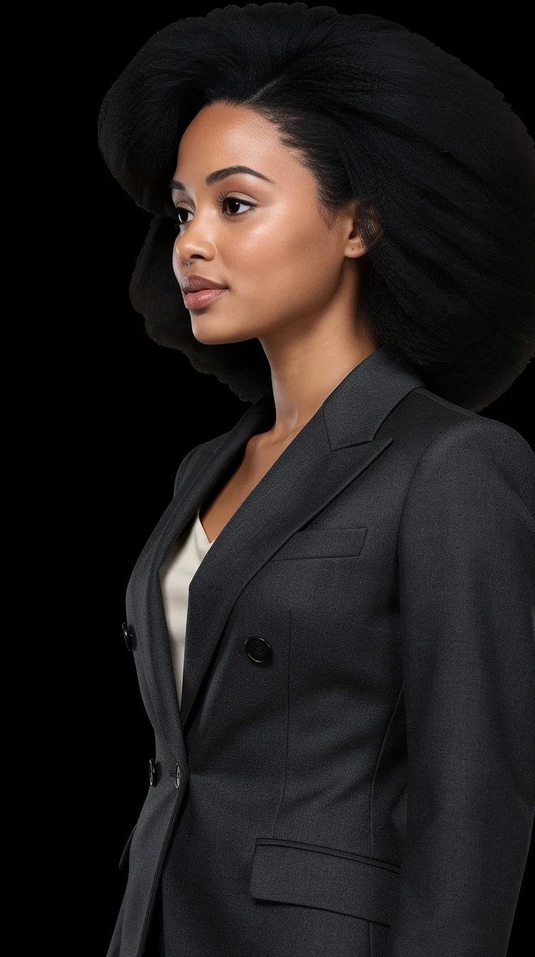 The same person photographed from five camera angles in the PublicSelf studio: Profile