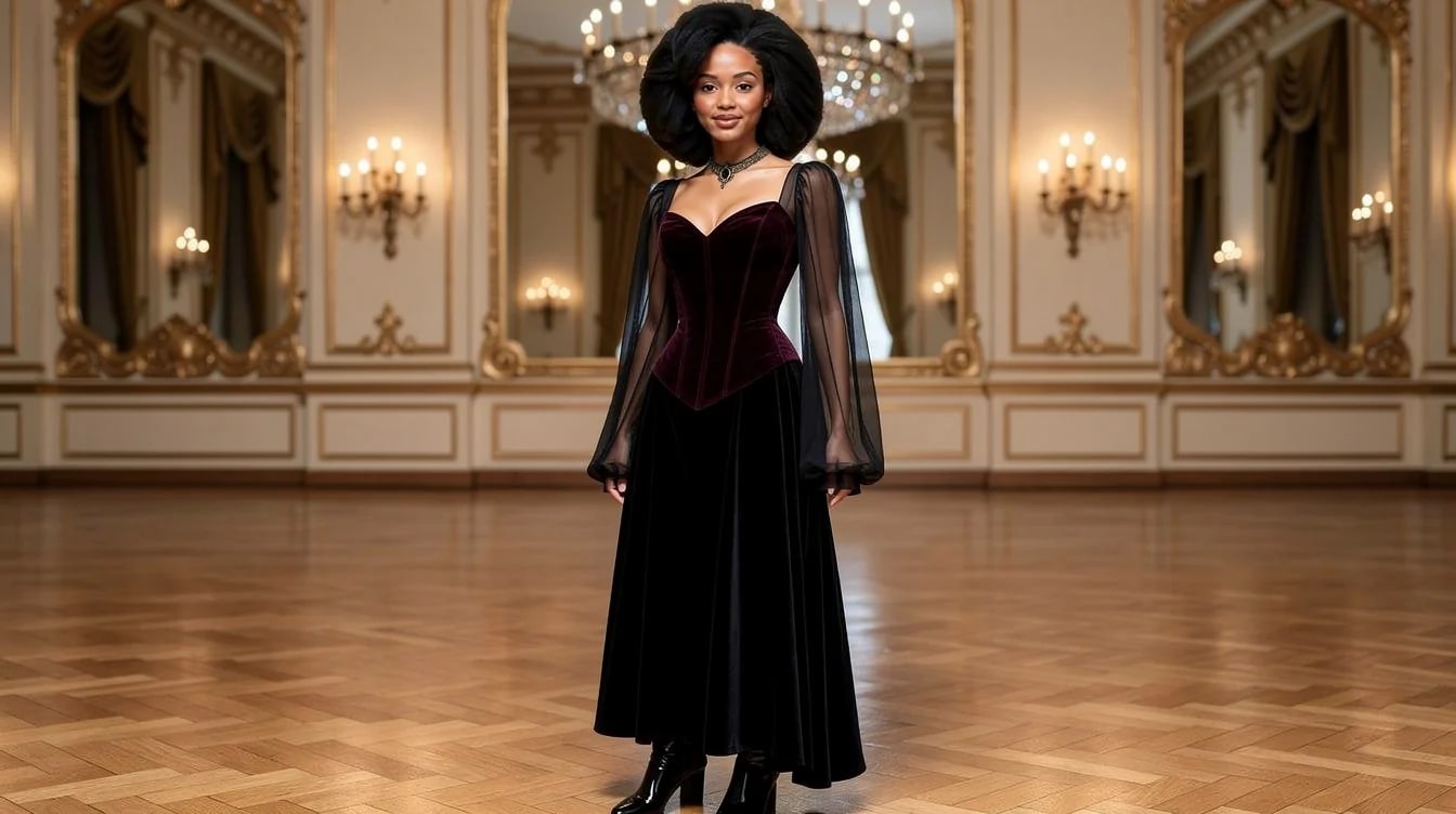 Velvet gown, ballroom