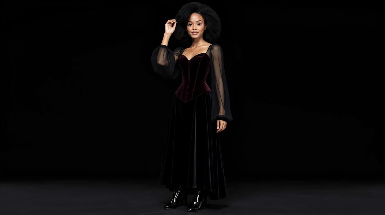 Velvet gown, studio
